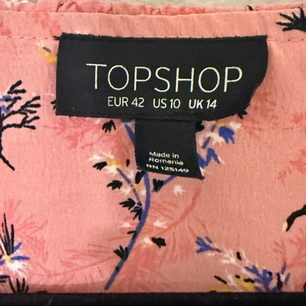 Topshop Pink Floral Ruffle Wrap Dress, size 10
